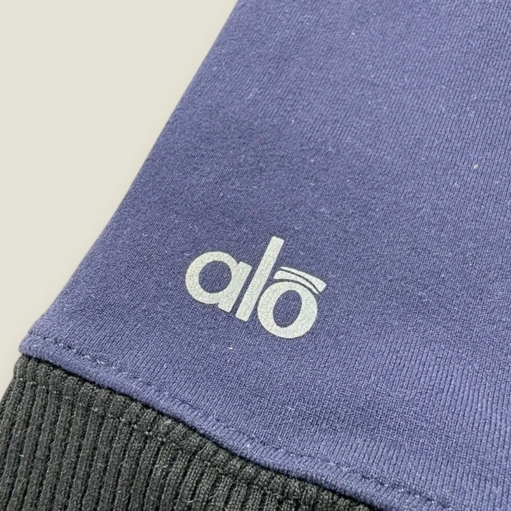 Alo Yoga High‎ Waist Goddess Legging S Navy Blue Black Ribbed Leg Warmer